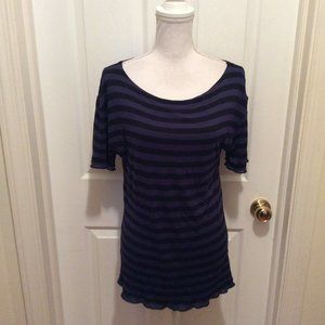 TORY BURCH Top M Reversible Black or Purple stripe